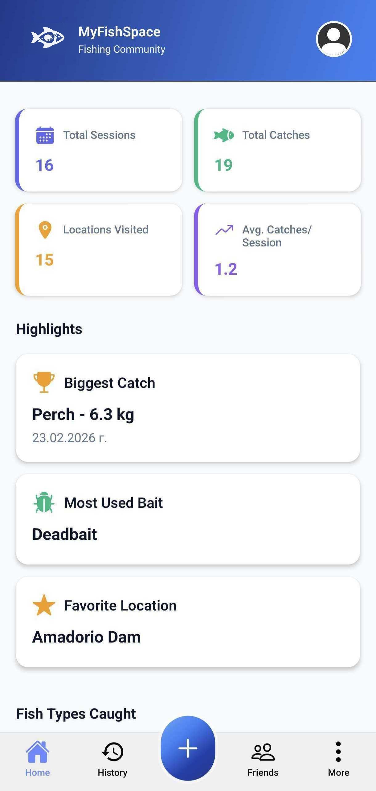 MyFishSpace Home tab